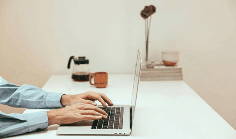 Programmer with a cup of coffee